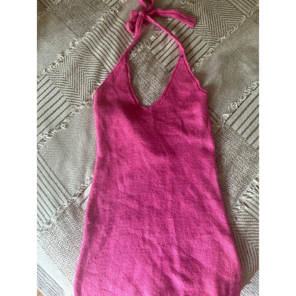 Princess Polly Knit Halter Blair Mini Dress In Hot Pink - Picture 3 of 6